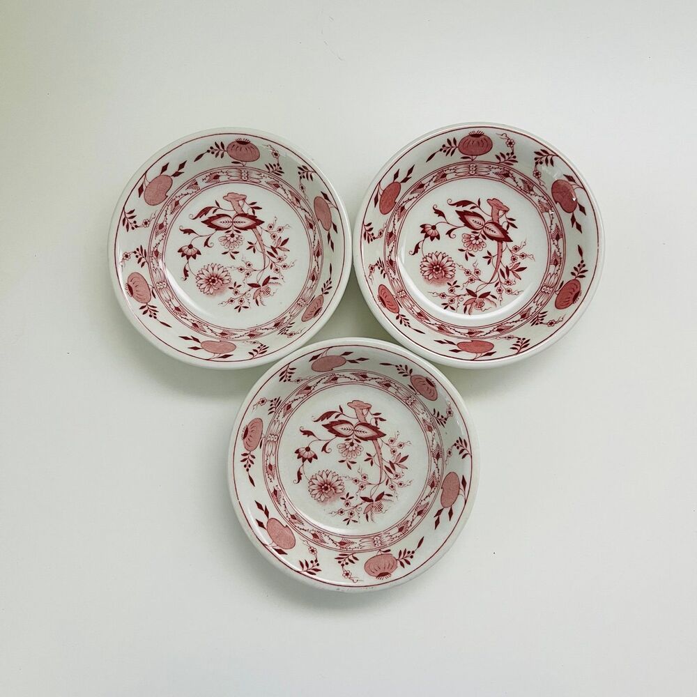 CARR CHINA Red Onion Saucers, Set of 3